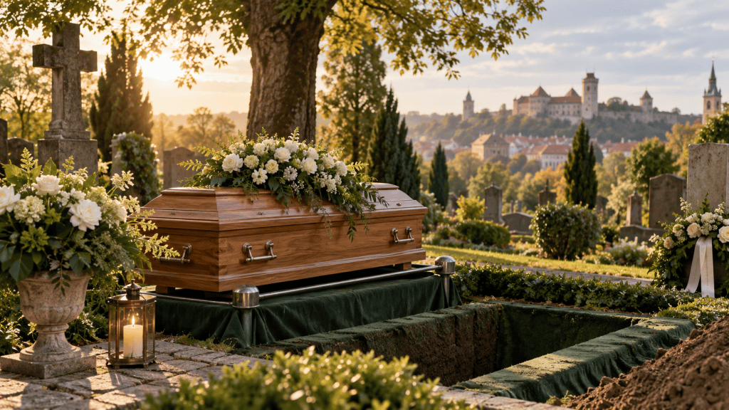 Sarg für eine Erdbestattung in Nürnberg
